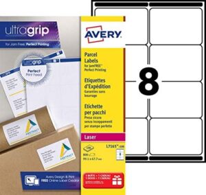 Avery L7165 Self Adhesive Parcel Shipping Labels, Laser Printers, 8 Labels Per A4 Sheet, 800 Labels, UltraGrip, White