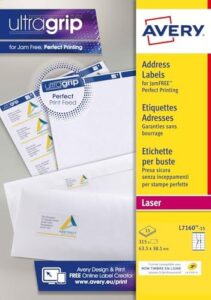 Avery l7160-15 Pack of 315 Laser Printer Labels 63.5 x 38.1 MM White