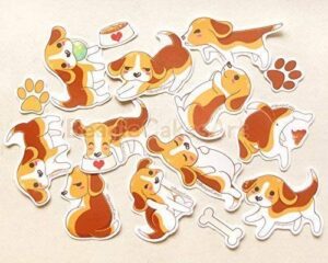 Beagle Waterproof Stickers. Dog Stickers. Puppy Sticker. Kawaii Sticker. Laptop Sticker. Waterproof Sticker. Planner Stickers. Gifts for Dog Lover. Scrapbook Supplies. Animal Stickers.