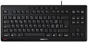 CHERRY STREAM KEYBOARD TKL, Wired Mechanical Keyboard without Numeric Keypad, Swiss Layout (QWERTZ), Silent Typing, Unique Typing Feeling, Black