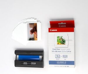 Canon KC-18IS Card Size Square Label Ink and Paper Set for SELPHY CP900/CP910 Printer, 18 Sheets