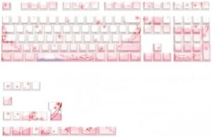 Cherry Blossom Pink Keycaps,Side Printed Shine Through Keycap PBT Dye Sub Cherry Profile Cute Keycaps 127 Keys Custom Key Cap Set for Cherry MX Switches 60% 75% Mechanical Gaming Keyboard