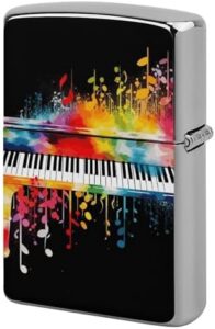 Colorful Piano Keyboard Music Note Classic Lighter Case, Novelty Creativity Lighter Housing Vintage Cool Lighter Cover for Men Dad Husband Gift Collect