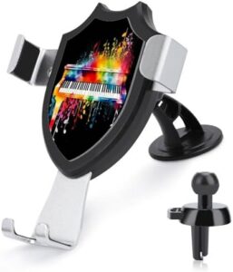 Colorful Piano Keyboard Music Phone Holder Car Hands-Free Mount Holders for Dashboard Windshield Vent Metal Hook Clip Cell Phone Mount for All Smartphones & Car Models