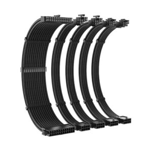 Computer Power Supply Connection Cable 35CM 1x24Pin/2x8Pin(6P+2P) PCIE/ 2x8Pin(4+4) CPU Sleeved with Cable Combs Black