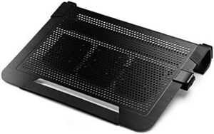 Cooler Master NotePal U3 PLUS Laptop-Kühler – 3 bewegliche 80-mm-Lüfter, Transportschutz, ergonomischer Aluminiumrahmen – Schwarz