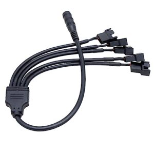 Cost-effective Fan Splitter Adapter Cable Wire Female DC5521 to 4Pin 5-Port Conversion Cord Line 2464 Black Motherboards Fan Header Splitter