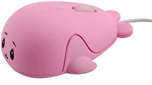 Cute Animal Baby Dolphin Shape USB Wired Mouse 1600 DPI Optical Mice Mini Small Kids Children Mice Gift for Boy Girl Men Women Kids Mom Dad Boyfriend Daughter for PC Laptop Computer (Pink)