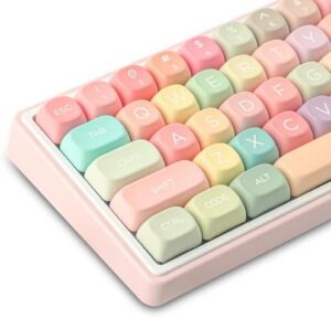Cute Candy Keycaps,MOA Profile Round Keycaps Colorful Rainbow Dye-Sublimation PBT Keycap Custom Creamy Key Cap Set for Cherry Gateron MX Switch Mechanical Keyboard Replacement (Candy Rainbow)