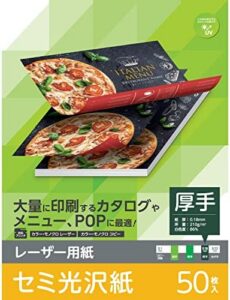 Elecom ELK-GANA450 Laser Printer Paper, Semi-Glossy, Thick, Double-Sided, A4, 50 Sheets
