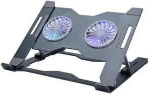 Ergonomic Laptop Coolers Stand with Large Fan and Angled Aluminum Cooling Pad