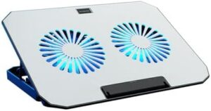 Ergonomic Laptop Cooling Pad With 2 Quiet Fans Phone Holder Function For Notebooks Up To 17″ USB Connection