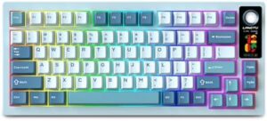 FKZ LT75Pro Wireless Mechanical Keyboard with Color Screen&Knob,75% Hot Swappable Pre-lubed Switch Gasket Mount Custom RGB Gaming Keyboard BT5.0/2.4G/Type-C Wired NKRO Creamy Keyboard (Lake-Blue)