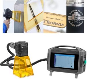 Fiber Laser Engraver Handheld Laser Marking Machine 30W Portable Laser Marker 100mm Logo Printing for Metal 110/220V Laser Engraving Machine for QR Text,Nameplate Laser Class II,Output Power 0.874mW