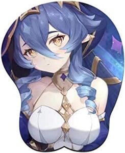 Fun 3D Mouse Pad Gaming Anime Girl Kawaii Mouse Pad for Laptop, Computer Padded Mouse Pad with Wrist Support