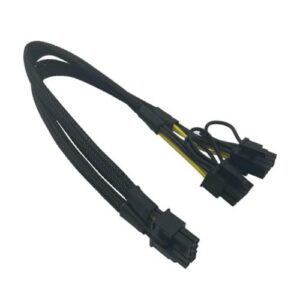 GPU VGA PCIe 8 Pin Male to Two 2X 8Pin (6+2) Male PCIexpress Power Supply Braided Y Splitter Extension Cable 40cm