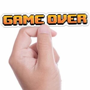 Game Over Funny Gaming Sticker – Mini Retro Video Game Decal for Hydroflask Water Bottle, Pixel Art Nerdy Gift for Gamers, 90s Kid Nostalgia