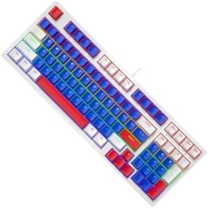 Gaming Keyboard Full Size LED Backlit Quiet Mechanical Keyboard, 96 Keys, USB, QWERTY, Ambidextrous, Blue