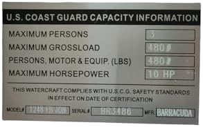 Generic CWZ Custom Aluminum Boat Capacity & Data Plate 5×3″” Silver-Custom Engraving Included