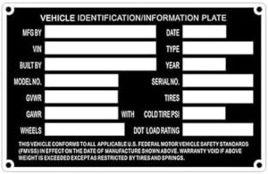 Generic CWZ ENGRAVED LARGE TRAILER DATA PLATE SERIAL NUMBER DATA TAG NAMEPLATE, Black