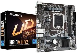 Gigabyte H610M H V2 Motherboard - Supports Intel Core 14th CPUs, 4+1+1 Hybrid Digital VRM, up to 5600MHz DDR5, 1xPCIe 3.0 M.2, GbE LAN, USB 3.2 Gen 1