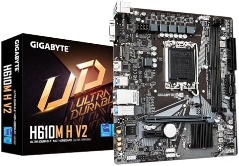 Gigabyte H610M H V2 Motherboard - Supports Intel Core 14th CPUs, 4+1+1 Hybrid Digital VRM, up to 5600MHz DDR5, 1xPCIe 3.0 M.2, GbE LAN, USB 3.2 Gen 1