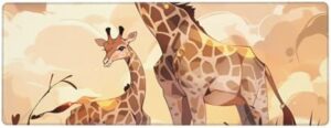 Giraffe Mother and Child – Mouse Pad,Non-Slip Rubber Base Durable Stitched Edges Computer Mousepad for Gaming Home Office Wireless Mouse 12 x 31.5 in