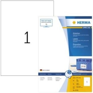 HERMA Self Adhesive Multipurpose Inkjet Labels, 1 Label per A4 Sheet, 80 Sheets, 210 x 297 mm, 80 Labels, Blank Universal Labels Stickers, Sticky Labels for Inkjet Printer, White