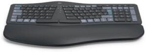 Hama Ergonomic Keyboard Wireless (Multi-Device 1x Radio, 2 x Bluetooth for PC, Laptop, Tablet, Curved Shape, Split Keypad, Adjustable Writing Angle, Wrist Support, QWERTZ DE) Black