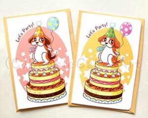 Happy Birthday Card. Cute Dog Card. Birthday Greeting Card. Animal Notecard. Dog Birthday Card. Party Invitation. BFF Card. 4×6″ Note Card. Birthday Card. Birthday Invitation.