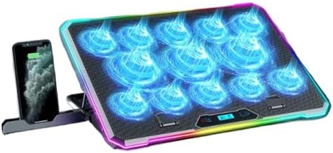 High Performances Notebook Cooling Pad With 13Fan Laptop Coolers Suitable For 14-21Inch Laptops 8Angles Phone Stand Slot