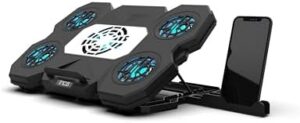 INC-614GMS Gaming Notebook Laptop Cooler with Phone Holder 2600RPM 5 Blue LED Fan Dimensions: 390 x 265 x 35 mm, Weight: 850 g