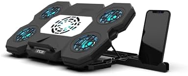 INC-614GMS Gaming Notebook Laptop Cooler with Phone Holder 2600RPM 5 Blue LED Fan Dimensions: 390 x 265 x 35 mm, Weight: 850 g