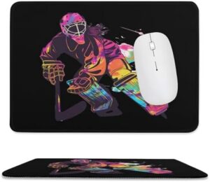 Ice Hockey Goalie Girl Watercolor Mousepad Non-Slip Computer Mouse Mat with Rubber Base for Desk Laptop Gaming