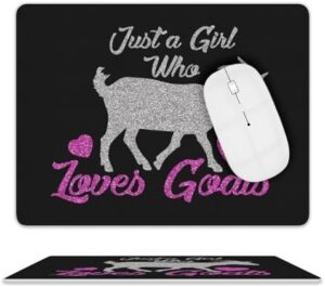 Just A Girl Who Loves Goats Leather Mouse Pad for Desk Computer Gaming Mousepad Waterproof Mouse Mat for Laptop Office 8 X 10 Inch