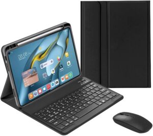 Keyboard Case for Huawei MatePad 10.4, Slim Smart Leather Case Built in Pencil Holder with Wireless Bluetooth Keyboard and Mouse for Huawei MatePad 10.4″ BAH3-AL00 BAH3-W09 / Honor V6, Black