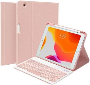 Keyboard Case for iPad 10th Generation 2022 10.9 inch, iPad 10.9 Inch 2022 Case with Keyboard, Bluetooth Magnetic Detachable Round Keys Keyboard with Slim Smart Protective Cover, Pink