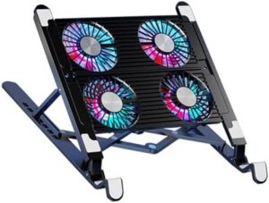 LED Laptop Cooling Pad Gaming Laptop Coolers Laptop Fan Cooling Stand with Quiet Cooling Fan Folding Bracket for Laptop