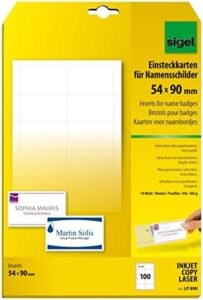 LP898 PC Inserts for Name Badges, 2.13 x 3.54 inch, White, 100 pcs.