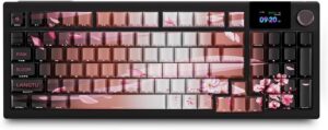LT95 96% Wireless Mechanical Keyboard with Screen&Knob,Tri-Mode 2.4G/BT/USB-C Hot Swap Gasket Mount NKRO Custom Gaming Keyboard with RGB Backlit Software Support (Cherry Blossom)