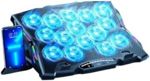 Laptop Coolers Pad with 13 Light Fan Quiet Operate for 14-21Inch Devices 8Height Setting Laptop Cooling Pad Stand