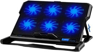 Laptop Cooling Pad 6 Cooling Fans and Cooler with Light LCD Display Notebook Stand for 12-16 Inch