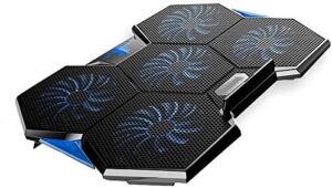 Laptop Cooling Pad, Portable Utral Slim Laptop Fan Cooler Pad with Quite Fans, LED Lights, Shield Holders (Black-2 Fans)
