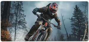 Large Gaming Mouse Pad with Non-Slip Rubber Base, Mountain Bike Tournament Mouse Mat with Stitched Edge, Extended Desk mat for Laptop Desk Pad 15.7″x35.4″, Desk Writing Pad for Office and Home