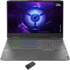 Lenovo LOQ 15IRH8 Gaming & Entertainment Laptop (Intel i7-13700H 14-Core, 16GB DDR5 5200MHz RAM, 512GB SSD, GeForce RTX 4050, 15.6″ 144 Hz Full HD (1920×1080), WiFi, Win 11 Home) with USB-C Dock