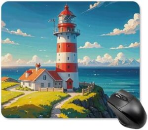 Lighthouse Diamond Paint Mouse Pad Square Mousepad Cute Laptop Mouse Mat Large Gaming Mouses Pad Non-Slip Desk Mat Leather Keyboard Pads for Office Desk Accessories