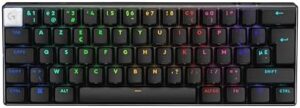 Logitech G PRO X 60 LIGHTSPEED Wireless Gaming Keyboard Ultra Compact TTL Mechanical Keyboard 60%, LIGHTSYNC RGB Double-Layer PBT Buttons Optical Tactile Windows PC PAN Nordic – Black