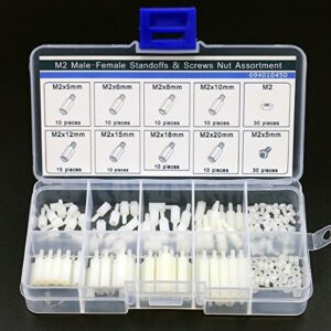 M2 Male-Female Nylon Hex Spacer Standoff Screw Nut Assortment Kit White