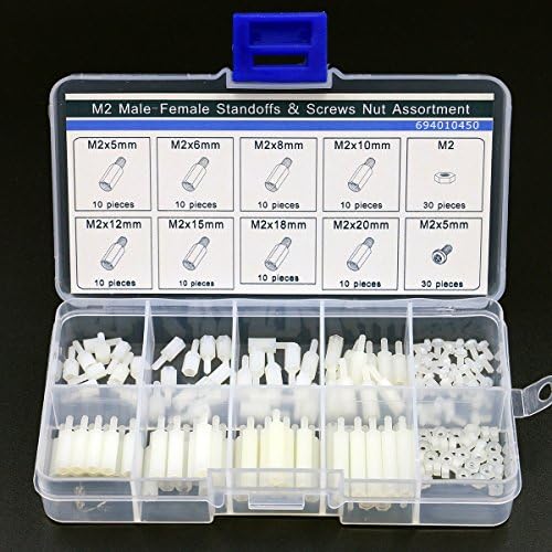 M2 Male-Female Nylon Hex Spacer Standoff Screw Nut Assortment Kit White