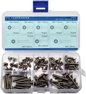 M4 Tamper-Resistant Security Screws Flat Head Assortment Kit, Pack of 80-Piece